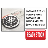 (100% ORIGINAL YAMAHA) YAMAHA R25 V1 TUNING FORK MARK 3D LOGO EMBLEM YAMAHA (1WD-F413B-01)