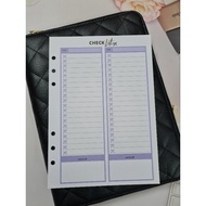 A5 40PCS CHECKLIST 6 RING PLANNER INSERTS REFILL