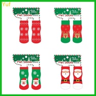Yuf 2pair Small Dog Socks Indoor Ventilate Dog Socks Snowflakes Pattern Dog Socks