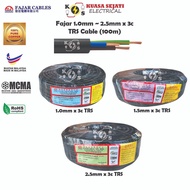 Fajar 1.0MM / 1.5MM / 2.5MM 3 Core TRS Cable Core Black 100% Pure Copper [100 METER PER ROLL]
