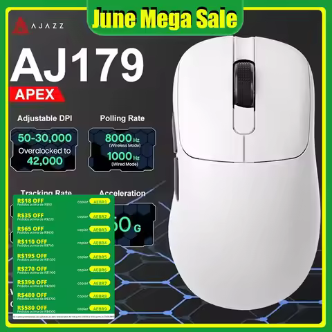 Ajazz AJ179 Apex PAW3950 Wireless Gaming Mouse with RGB Charging Dock, Computer Macro Mouse Gamer,Li