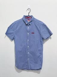 【二手9成新】Superdry 極度乾燥 英國設計 藍色格子短袖襯衫 Size-Xsmall