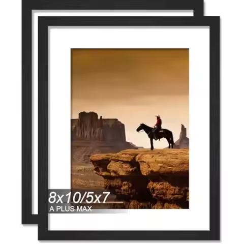 8x10 Picture Frame Set of 2, Engineered Wood Frame for 8 x 10 Inch Picture Poster Photo, Light Weigh