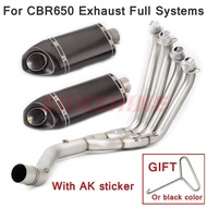 For HONDA CBR650F CBR650R CBR650 CB650F Exhaust Motorcycle Full Systems Motorcross Escape Moto Front Pipe Modified Muffl