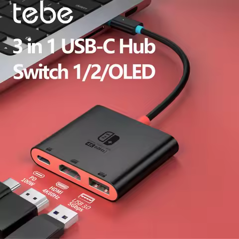 Tebe Switch Hub for Nintendo Switch 2/OLED Type-c to 4K 60hz HDMI-adapter USB 3.0 100W PD Docking St
