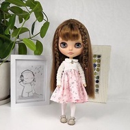 Pink white dress flowers Blythe doll. Blythe doll outfit. Clothes Blythe doll