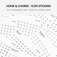 HOME & CHORES - Mini Icons Sticker Sheet, Micro Planner Stickers, Minimal Journal Icons, Hobonichi