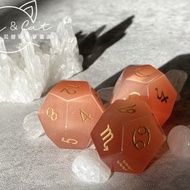 【橘貓眼石。占星骰子】 消磁水晶、收納袋、自學電子檔、收納盒