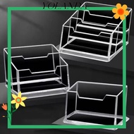 YOLAN 1Pcs Bussiness Card Holder, Acrylic Plastic Display Stand Business Card Box,  1/2/3 Grids Scho
