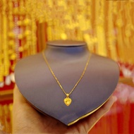 Gold Necklace With Pendant Round Keel Pattern Weight 2 Dimes 18 Inches Long Half Real Heart 5 Grams