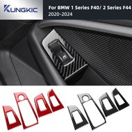 KUNGKIC Soft Carbon Fiber For BMW F40 F44 Car Window Button Decorative Frame Sticker Interior Access