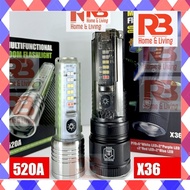 Flashlight X36 Touchlight Lampu Suluh Rechargeable 520A Flashlight Waterproof Torch Light