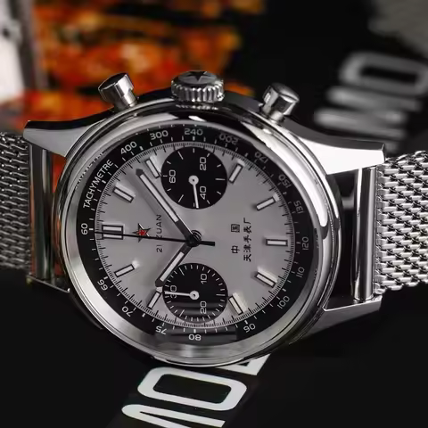 1963 China Aviation Pilot Watch for Men,42mm Quartz Chronograph 21 Zuan Waterproof Military Wristwat