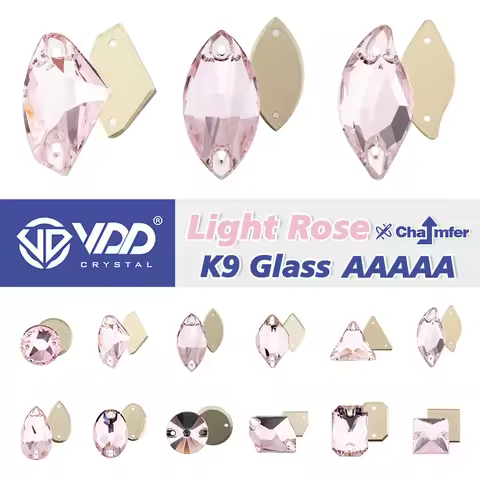 VDD S121 Light Rose AAAAA Top Quality K9 Glass Sew On Rhinestones Crystal Sewing Flatback Stones For