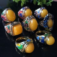 Cincin emas lelaki / Woman open ring luxury cloisonne 24K gold-plated beeswax ring