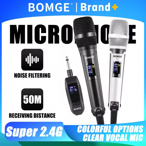 Karaoke Microphone BOMGE SKM9000 2 Channels Wireless Super 2.4G Frequency For Teaching Wedding Clear