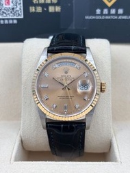 二手 USED  ROLEX 勞力士 DAY-DATE 18239B 金色鑽石字 約1988 代用帶 代用扣 淨錶 WATCH ONLY