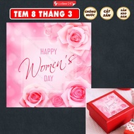 Happy Women's Day Sticker March 8 Freeship Vietnamese Women's Day Stamp March 8 Decorating Cards, Bo