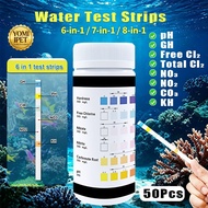 8 In1 Water Test Strip 50pcs Fish Tank Test Kit Aquarium Test Strips PH,NO2,NO3,KH,GH,Chlorine,Alkal