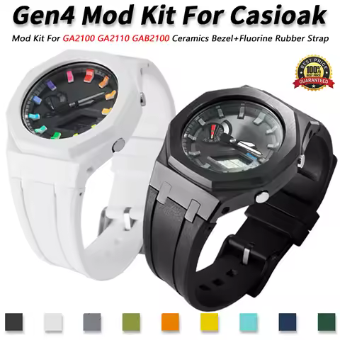 Gen4 For Casioak GA 2100 Mod Kit Ceramic Bezel+Rubber Strap for Casioak GA2110 GAB2100 Bracelet Band