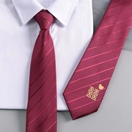 Red Red Tie-free Tie Men Wedding Easy-to-pull Festive Wedding Tie Lazy Zipper Wine Red Tie Men