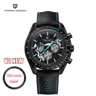 PAGANI DESIGN New Moon Quartz Men Watch Japan VK63 Chronograph Skeleton Sports Stainless Steel AR Sa