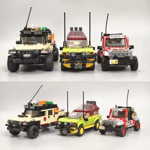 3 in 1 Dinosaur World SUV Building Blocks Set, Technical Off-Road Vehicle Jurassic Era Model, Sports