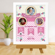 Biodata Kelahiran Bayi Biodata Bayi Hiasan Dinding Plus Bingkai 10r 20x5 cm Tema Pink New