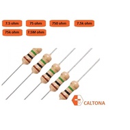10pcs/pk Resistor 1/4W 75ohm, 750ohm, 7.5k ohm, 75k ohm, 7.5m ohm 5% Fixed Resistor