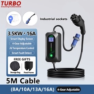 Car Portable EV Charger PHEV Car Charger Adapter 5m/10m 3.5kw/7kw Wallbox Digital UK Socket EU TYPE2