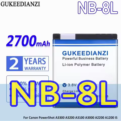 High Capacity GUKEEDIANZI Battery NB-8L 2700mAh for Canon for PowerShot A3300 A3200 A3100 A3000 A220