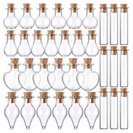 50 Pieces Small Mini Glass Jars Bottles with Cork Stoppers 5 Shapes Tiny Wishing Drifting Bottle Cra