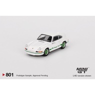 Porsche 911 Carrera RS 2.7 White/Green //801 Mini GT 1/64 Diecast Model