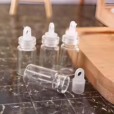 Mini Glass Bottles With Plastic Stoppers | Available In Packs Of 100 Or 200, Sizes 1.1*2.2Cm And 1.1