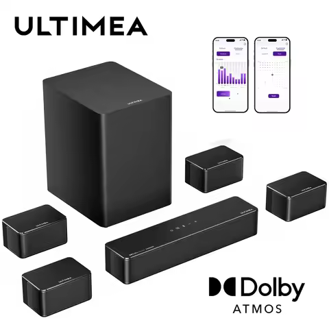 ULTIMEA 500W 7.1ch Dolby Atmos Soundbar with Wireless Subwoofer & 4 Surround Speakers, Home Theater 