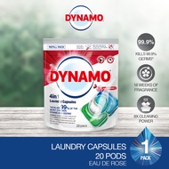 DYNAMO 4in1 Laundry Capsules EAU DE Rose 10ml*20pcs Refill - Tackles 99% Of The Most Common Stains a
