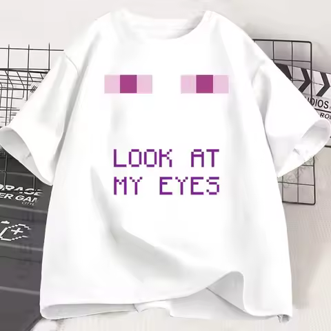 Enderman Eyes Game T-shirts Funny Design Short Sleeve T Shirt Casual Round Neck Loose Graphic Tees H