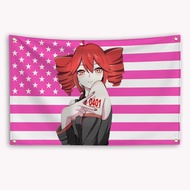 Kasane Teto Pink American Flag Banner Tapestry Decor Advertising Flags for Bedrooms Barber Shop Tape
