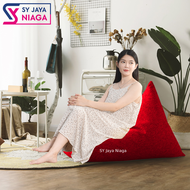 YUGANA HOME Bean Bag Sofa Chair / Double Layer Full Set With Beads Filling Solid Linen Fabric Japanese Style Pyramid / Triangle Design Lazy Bean Beg Kerusi Malas 懒人豆袋沙发 LivingRoom Bedroom Furniture Home Office Event Hotel Homestay Malaysia