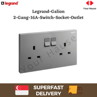 LEGRAND GALION 282433 2 GANG DOUBLE POWER SOCKET OUTLET 2G 13A SSO Dark Silver