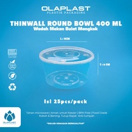 25set - Thinwall Round BOWL 400 ML Plastic Container Flat BOWL Food Container