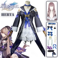 Honkai Star Rail Herta Game Cosplay Costume Wig Herta Space Station Dress Uniform Hat Necklace Earri