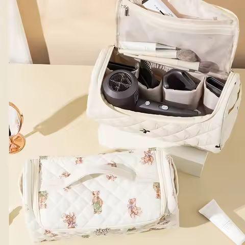 Hangable Quilted Travel Case for Dyson Airwrap Hair Tools Portable Storage Organizer Bag Wash Bags w