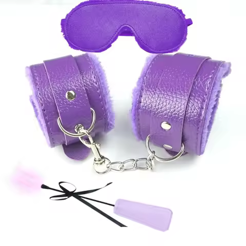 BDSM Bondage Restraint Kit Romantic Feather Brush Teasing Stick Handcuffs Eye Mask Kit Men Women Cou