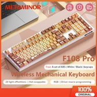 Meta F108 Pro Bluetooth 2.4g Wired 3mode Mechanical Keyboard Wireless RGB Hot Swap Gaming Keyboard f