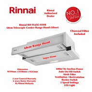 Rinnai Telescopic Hood RH-TL65C-SSVR 60cm Cooker Hood - Recirculation with Charcoal Filter