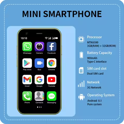 Soyes Mini-24 Mini Android Phone 3-inch 3+32GB Dual SIM Smartphone, Portable Small Phone with Play S