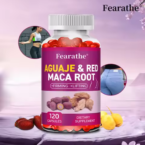 Aguaje Supplement Red Maca Root Extract Capsules Enhances Curves, Firms, Sculpting, Supports Buttock