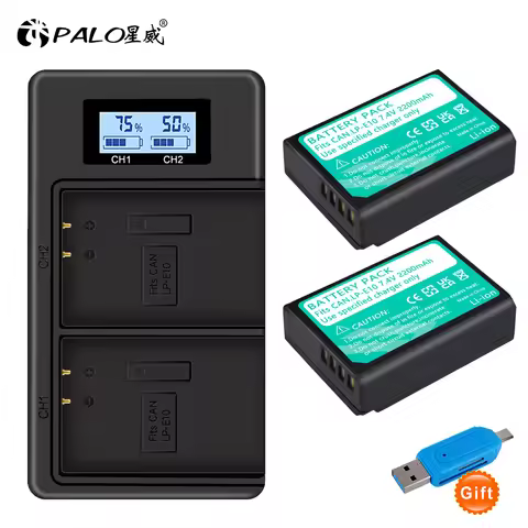 2200mAh LP-E10 LPE10 LP E10 Camera Battery for Canon EOS 1100D 1200D 1300D 2000D 4000D Rebel T3 T5 T