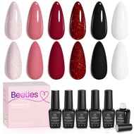 Beetles Gel Nail Polish, 6 Colors Nude Pink Red Glitter White Black Rose Golden Gel Polish Queen of